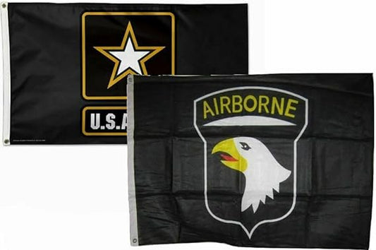 3x5 3'x5' Wholesale Combo Set Army Star & Airborne 101st Black Flags Flag