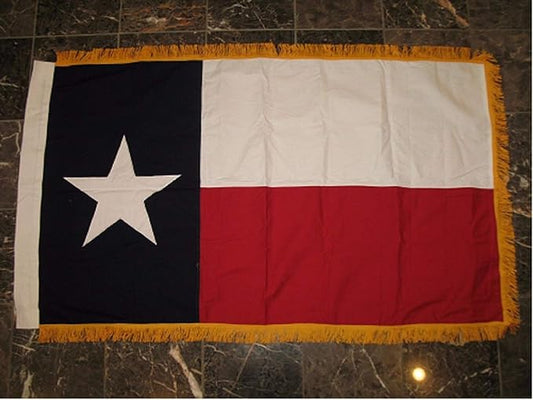 100% Cotton 3x5 Embroidered Sewn Texas Sleeve Gold Fringe Flag 3'x5' Banner