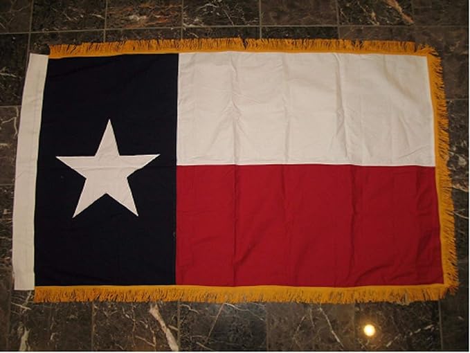 100% Cotton 3x5 Embroidered Sewn Texas Sleeve Gold Fringe Flag 3'x5' Banner