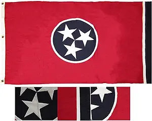 100% Cotton 3x5 Embroidered Tennessee TN State 3'x5' Flag 3 Clips