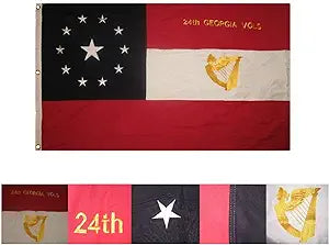 100% Cotton 3x5 Embroidered Sewn 24th Georgia Volunteers Infantry Flag 3'x5'