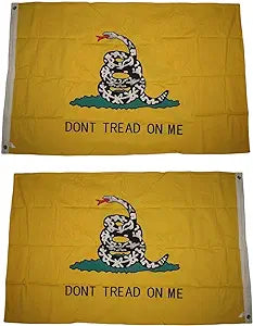 100% Cotton 3x5 Embroidered Gadsden White Tea Party Double Sided Flag (no clips)