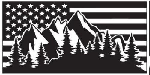 USA MOUNTAINS FOREST TACTICAL BLACK Vinyl Decal Bumper Sticker