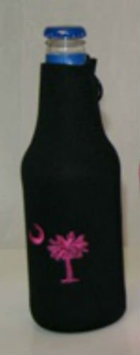 Black and Pink South Carolina SC Palm Tree Bottle Insulator Jacket