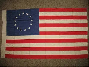 100% Cotton 3x5 Embroidered Sewn Historical Betsy Ross Tea Stained Flag 3'x5'