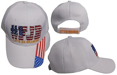 #FJB USA Let's Go Brandon White USA Flag Embroidered TRUMP 2024 Cap Hat