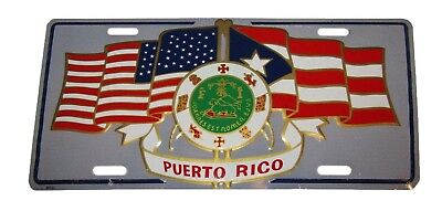 USA American Puerto Rico Rican Crest Flags 6"x12" Aluminum License Plate Sign