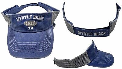 Myrtle Beach 1938 SC Light Navy Blue Washed Cotton Embroidered Visor Cap Hat