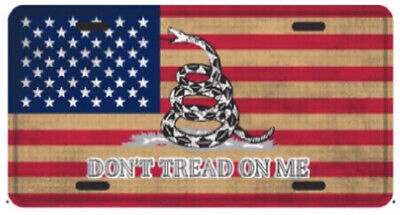 GADSDEN DON'T TREAD ON ME VINTAGE TEA STAINED Aluminum Embossed License Plate