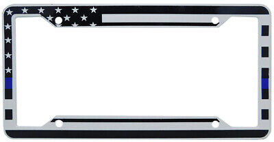 USA American Thin Blue Line Police Memorial License Plate Tag FRAME HOLDER