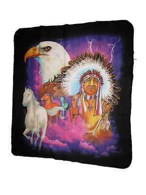 Indian Native American Bald Eagle Horse Chief 50x60 Polar Fleece Blanket Throw