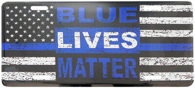 USA Thin Blue Line Blue Lives Matter Distressed  6"x12" Aluminum License Plate