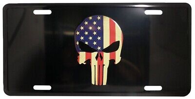 MOLON LABE USA SPARTAN SKULL TACTICAL BLACK 6"x12" Aluminum License Plate Tag