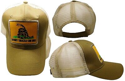 TRUMP 2024 Gadsden Patch Khaki Tan Mesh Trucker Cotton Embroidered Cap Hat