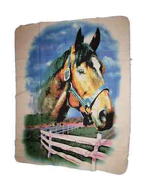 Horse Head Fence Farm 50x60 Polar Fleece Blanket Throw