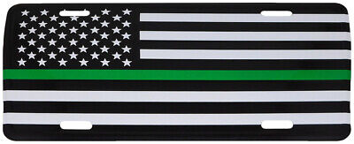 USA 50 Star Thin Green Line Border Patrol 6"x12" Aluminum License Plate USA Made