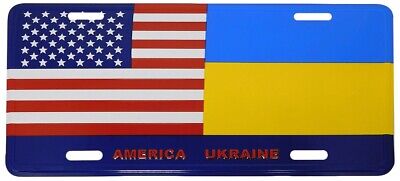 USA & Ukraine Plain Friendship Combination 6"x12" Aluminum License Plate