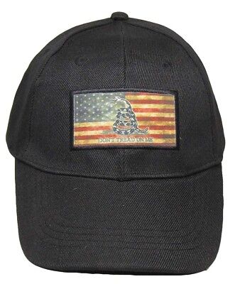 Trump 2024 VINTAGE USA Gadsden Don't Tread On Me Tea Patch Black Cap Hat