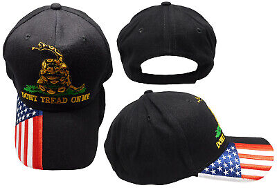 TRUMP 2024 Gadsden Don't Tread On Me Black USA Flag Embroidered Hat Cap