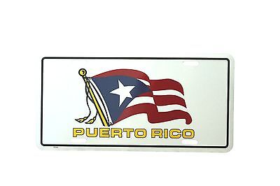 Puerto Rico Waving Flag 6"x12" Aluminum License Plate Tag