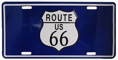 Route US 66 Blue 6"x12" Aluminum License Plate Tag