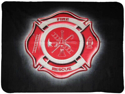 Black Fire Dept Rescue Department Fighter Crest 50x60 Polar Fleece Blanket Throw