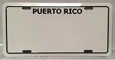 PUERTO RICO PLAIN BLANK WHITE Aluminum Embossed License Plate