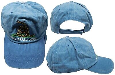 Trump 2024 Gadsden Don't Tread On Me Faded Aqua Blue Washed Hat Cap