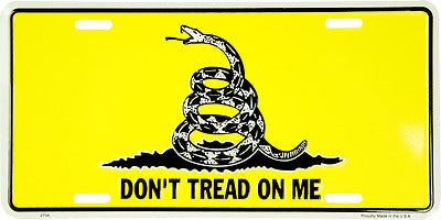 Yellow White Gadsden Tea Party Don't Tread 6"x12" Aluminum License Plate Tag