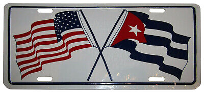 USA American Cuba Cuban Flags 6"x12" Aluminum License Plate Sign