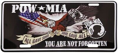 POW MIA AGSSGA You Are Not Forgotten Black 6"x12" Aluminum License Plate