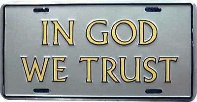 In God We Trust Silver With Gold Letters Plate License Plate 6"x12" made in usa