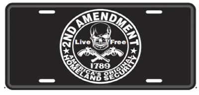 2nd Amendment Live Free 1789 Embossed License Plate 6"x12" License Plate Sign