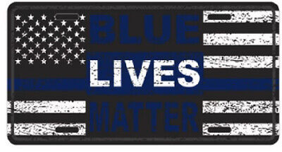 BLUE LIVES MATTER USA POLICE THIN BLUE LINE USA Aluminum Embossed License Plate