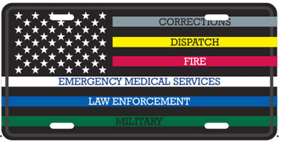 USA Service Memorial US America Services Stripes Aluminum Embossed License Plate