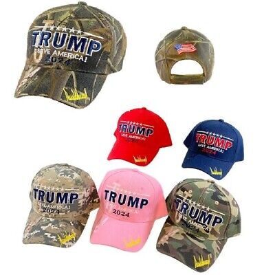 Trump 2024 SAVE AMERICA SIGNATURE Embroidered Baseball Cap Hat (WOOD CAMO)