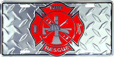 Fire Dept Diamond Department 6"x12" Aluminum License Plate Tag Made USA