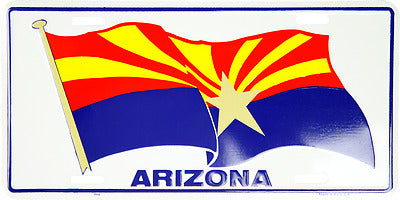 State of Arizona AZ Waving Flag 6"x12" Aluminum License Plate Tag