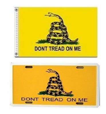 3x5 Gadsden Culpeper Flag and Gadsden License Plate Tea Party Gift Set