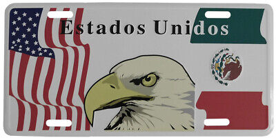 Mexico Mexican USA American Eagle Estados Unidos Flag 6"x12" License Plate Sign