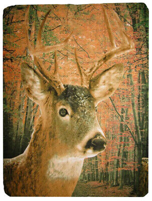 Forest Deer Hunting Buck Redneck 50x60 Polar Fleece Blanket Throw