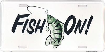 Fish On Bass Fishing Outdoors 6"x12" Aluminum License Plate Sign Metal