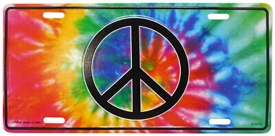 Tie Dye Peace Sign Symbol 6"x12" Aluminum License Plate - Made In USA - LP0688