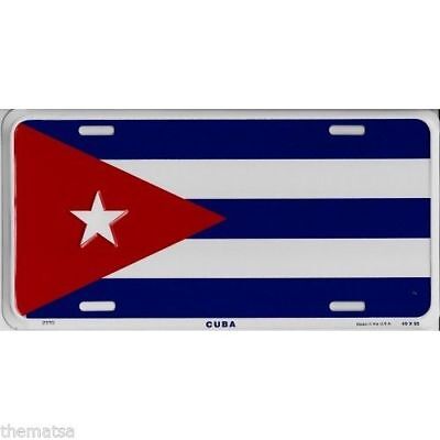 Cuba Cuban Flag 6"x12" Aluminum License Plate Tag (Made in USA)