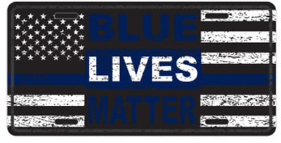 Blue Lives Matter Vintage Blue Line USA Police Aluminum Embossed License Plate