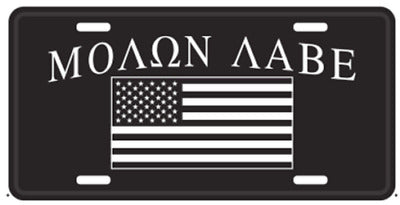 Molon Labe Come Take USA America US Black Stripe Aluminum Embossed License Plate