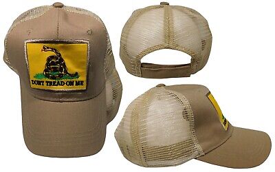 TRUMP 2024 Gadsden Don't Tread On Me Yellow Patch Khaki Mesh Cap Hat