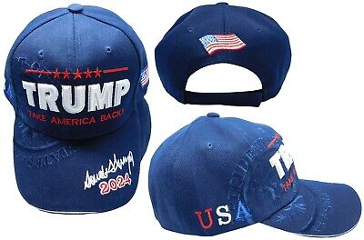 TRUMP 2024 HAT Take America Back Embroidered Donald Trump Blue Cap