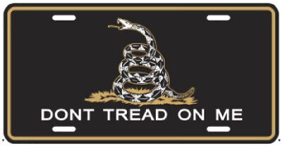 BLACK GADSDEN DON'T TREAD ON ME TACTICAL Aluminum Embossed License Plate