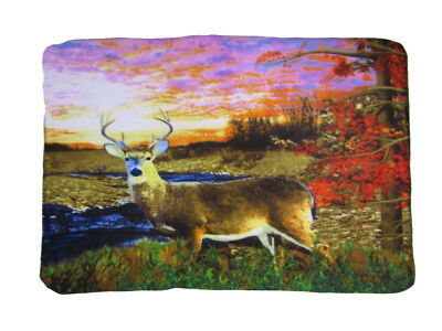 Forest Sunset Deer Hunting Buck Redneck Scene 50x60 Polar Fleece Blanket Throw